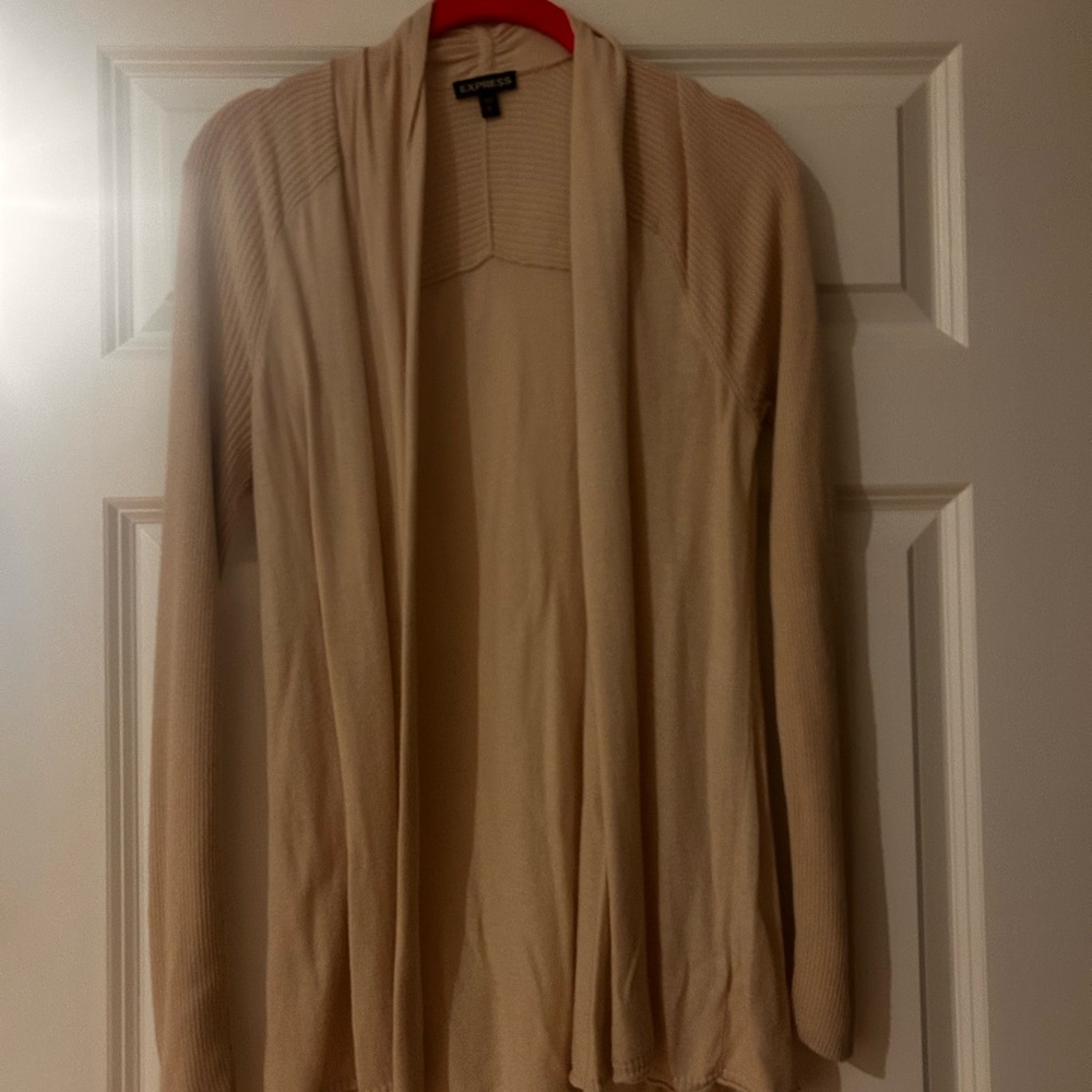 Express Beige Open Front Cardigan